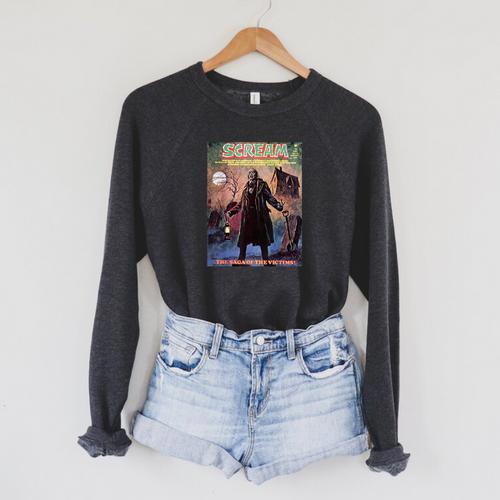 Zombie Halloween Horror Vintage Comic Book Retro Scary Raglan Sleeve Sweatshirt - Bookorys