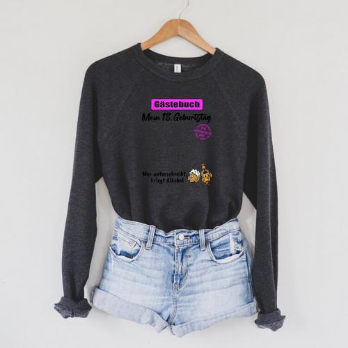 18th Birthday Guest Book 18 Years Girl Woman Raglan Sleeve Sweatshirt - Bookorys
