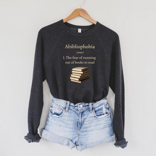 Abibliophobia Definition Book Lover Premium Tri-Blend Raglan Sleeve Sweatshirt - Bookorys CA