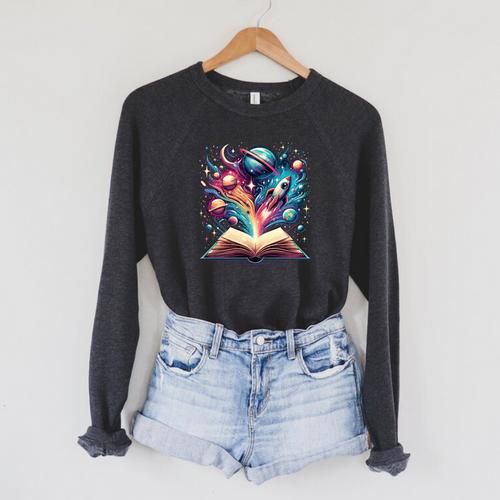 Astronomy Space Lover Books Bookworm Raglan Sleeve Sweatshirt - Bookorys AU