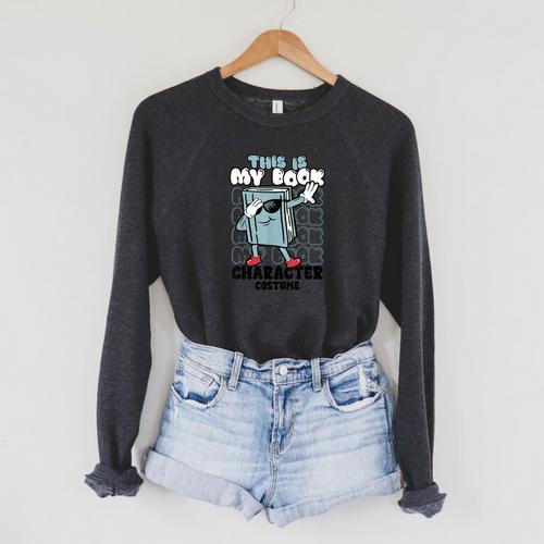 This Is My Book Character Costume Reading Book Lover Raglan Sleeve Sweatshirt - Bookorys CA
