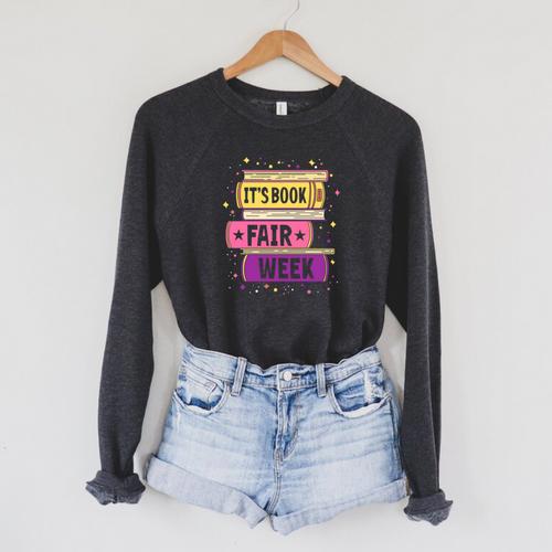 Book Fair Bookworm Library Its Book Fair Week Raglan Sleeve Sweatshirt - Bookorys AU