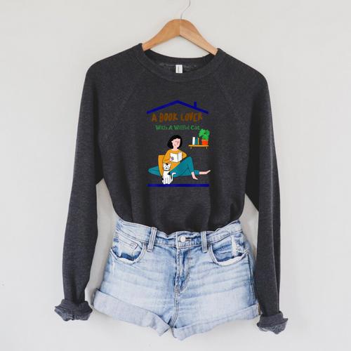 A Book Lover With A Willful Cat Women Kids Raglan Sleeve Sweatshirt - Bookorys AU