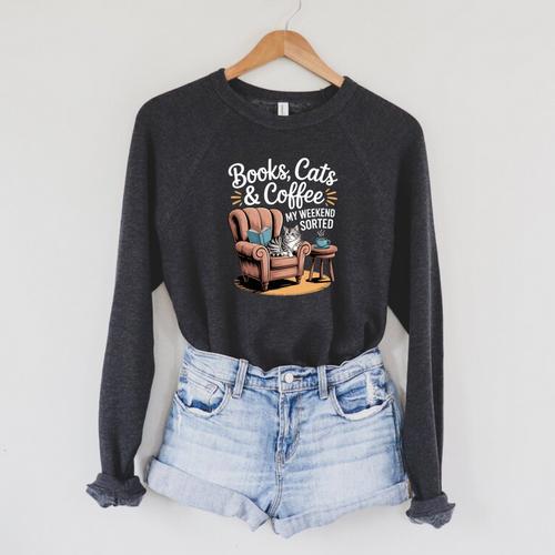 Book Lovers Cats Raglan Sleeve Sweatshirt - Bookorys AU