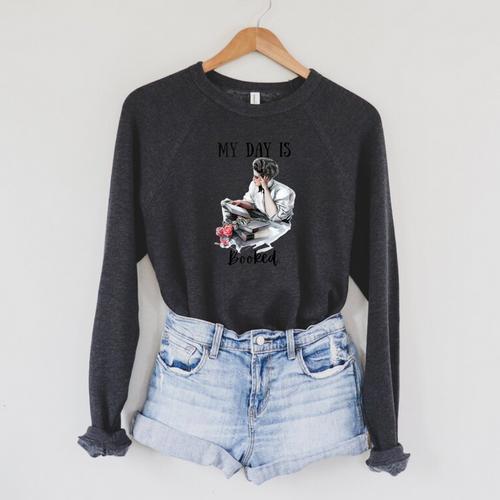 Book Lovers My Day Is Booked Vintage Raglan Sleeve Sweatshirt - Bookorys