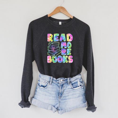 Book Reading Club Tie Dye Book Lovers Librarians Raglan Sleeve Sweatshirt - Bookorys
