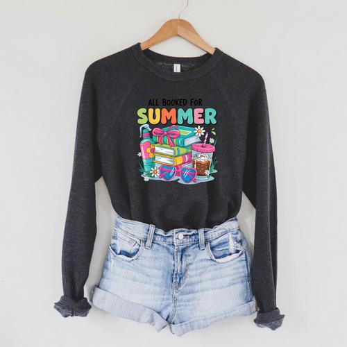 Booked For The Summer Women’s Book Lover Raglan Sleeve Sweatshirt - Bookorys