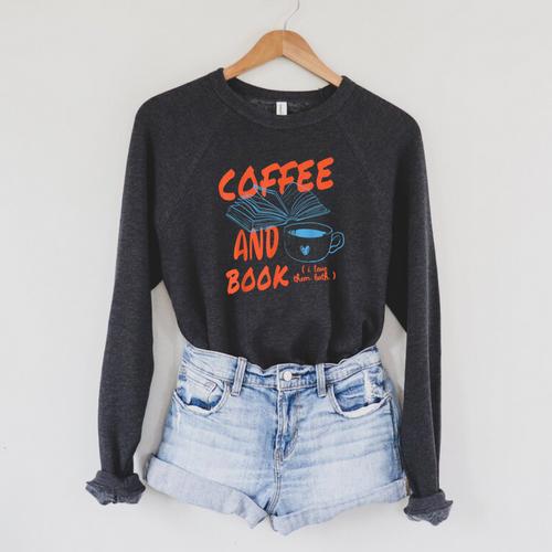 Coffee And Books I Love Them Both Vintage Retro Book Lover Raglan Sleeve Sweatshirt - Bookorys AU