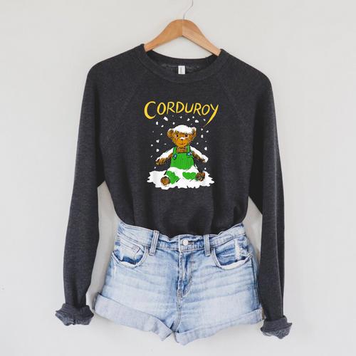 Corduroy Teddy Bear In The Snow Christmas Children's Book Raglan Sleeve Sweatshirt - Bookorys