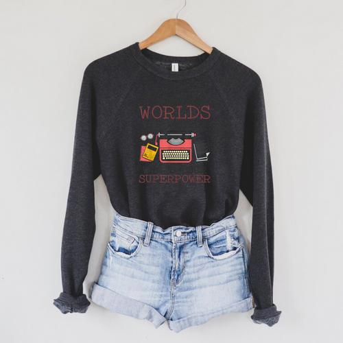 I Create Worlds Of Words Writer Novel Author Book Writing Raglan Sleeve Sweatshirt - Bookorys DE