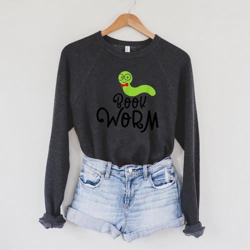 Cute Book Worm Reading Lovers Raglan Sleeve Sweatshirt - Bookorys DE