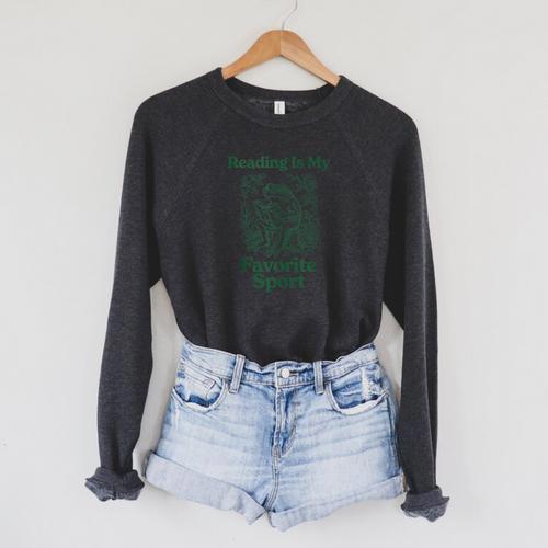 Cute Cottagecore Frog Books Quote Men Women Kids Reading Raglan Sleeve Sweatshirt - Bookorys DE