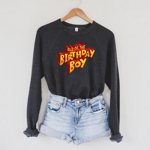 Dad Of The Birthday Boy Fun Comic Book Graphic Raglan Sleeve Sweatshirt - Bookorys DE
