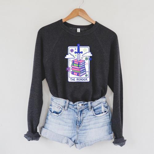 Dark Romance Reader Retro 90s Style Bookish Spicy Book Lover Raglan Sleeve Sweatshirt - Bookorys