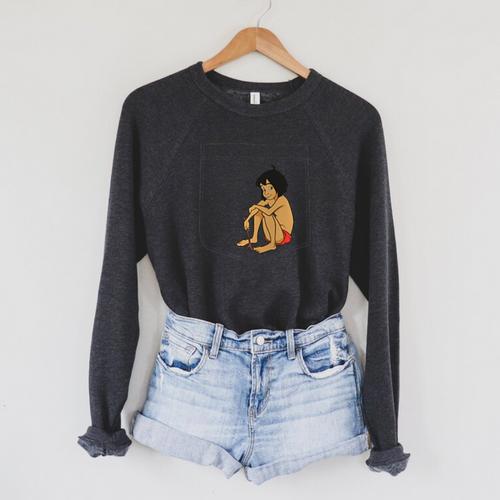 Disney The Jungle Book Mowgli Pocket Raglan Sleeve Sweatshirt - Bookorys UK
