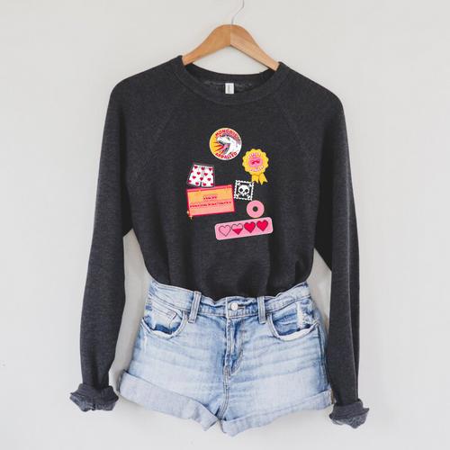 Dungeon Crawler Carl Colorful Sticker Collage LitRPG Book Premium Tri-Blend Raglan Sleeve Sweatshirt - Bookorys UK