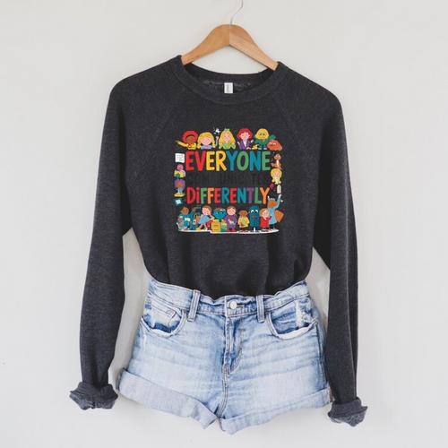 Everyone Communicates Differently Book Kids Teacher Raglan Sleeve Sweatshirt - Bookorys AU