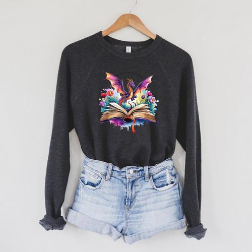 In My Fantasy Era Magic Dragon Book Raglan Sleeve Sweatshirt - Bookorys AU