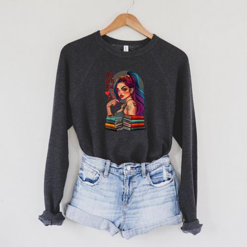 Hot Girls Read Books Spicy Dark Romance Reader Bookish Girl Raglan Sleeve Sweatshirt - Bookorys UK