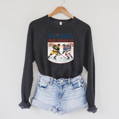 Ice Hockey Romance Reader Book Lover Reading Smut Smutty Raglan Sleeve Sweatshirt - Bookorys