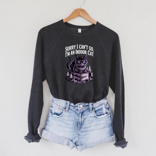 I'm An Indoor Cat Cute Witch Kitten With Books And Candles Raglan Sleeve Sweatshirt - Bookorys