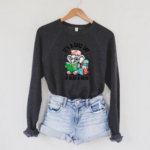 Its A Good Day To Read Book Lover Cute Pig And Elephant Raglan Sleeve Sweatshirt - Bookorys