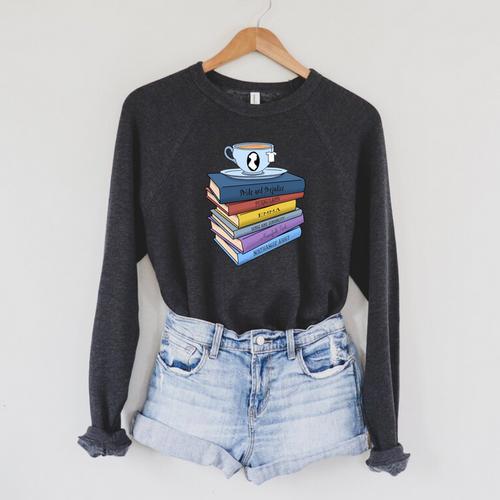 Jane Austen Books And Tea Raglan Sleeve Sweatshirt - Bookorys