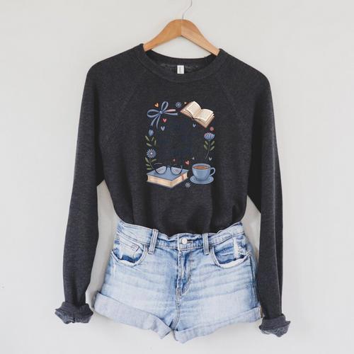 Just One More Chapter Cute Book Lover Reading Raglan Sleeve Sweatshirt - Bookorys UK