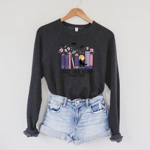Just One More Chapter Romantasy Book Dragon Bookworm Bookish Raglan Sleeve Sweatshirt - Bookorys AU