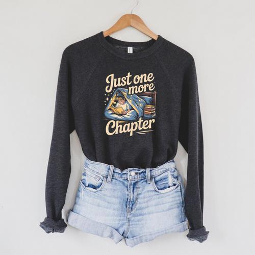 Just One More Chapter Vintage Book Lover Premium Tri-Blend Raglan Sleeve Sweatshirt - Bookorys UK