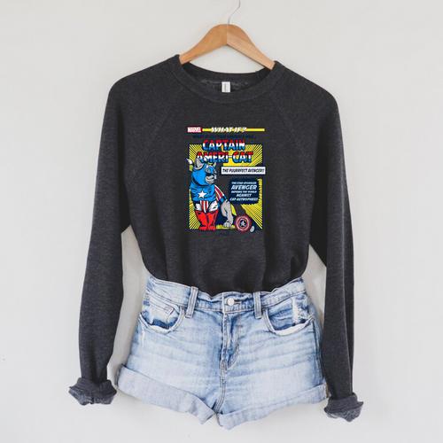 Marvel What If Captain Ameri-Cat Comic Book Cover Raglan Sleeve Sweatshirt - Bookorys DE