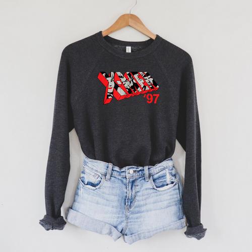 Marvel X-Men '97 & Bold Comic Book Logo Fill Raglan Sleeve Sweatshirt - Bookorys