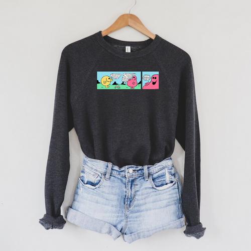 Mr Men Mr Greedy Retro Comic Book Colourful Premium Tri-Blend Raglan Sleeve Sweatshirt - Bookorys