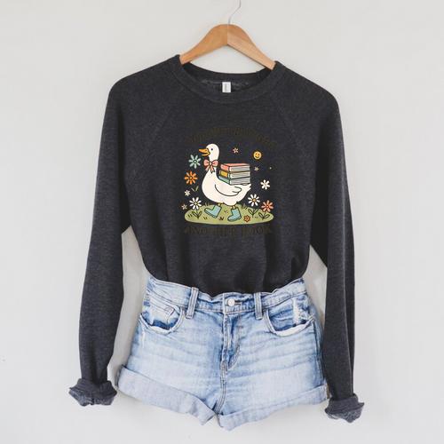 Oops I Got Another Book Goose Reading Humor Raglan Sleeve Sweatshirt - Bookorys