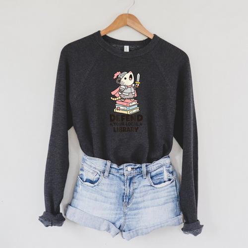 Opossum Book Lover Meme Kawaii Sarcastic Humor Women Raglan Sleeve Sweatshirt - Bookorys DE