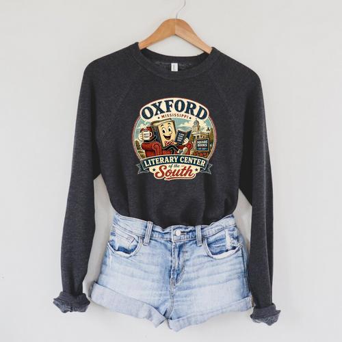 Oxford Mississippi Literary Center Book Lover Vintage Premium Tri-Blend Raglan Sleeve Sweatshirt - Bookorys DE