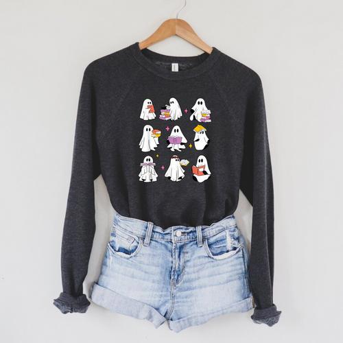 Read More Books Booooks Halloween Boooks Ghost Boo Teacher Men Women Kids Raglan Sleeve Sweatshirt - Bookorys