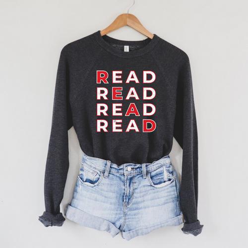 Read Books Library Bookworm Librarian Book Lover Raglan Sleeve Sweatshirt - Bookorys