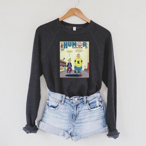 Retro Vintage Distressed Comic Book Humor Original Print Raglan Sleeve Sweatshirt - Bookorys AU