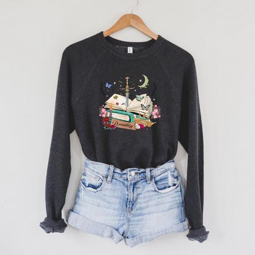 Romantasy Dark Romance Fantasy Reader Book Lover Reading Raglan Sleeve Sweatshirt - Bookorys UK