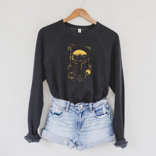 Star Wars The Book Of Boba Fett Galactic Outlaw Logo V-2 Raglan Sleeve Sweatshirt - Bookorys