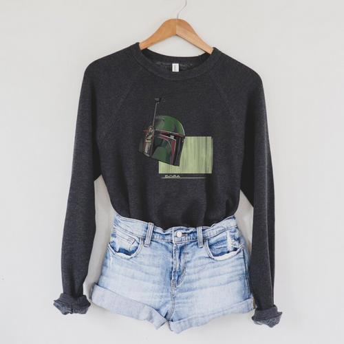 Star Wars The Book Of Boba Fett Minimalist Helmet Raglan Sleeve Sweatshirt - Bookorys CA