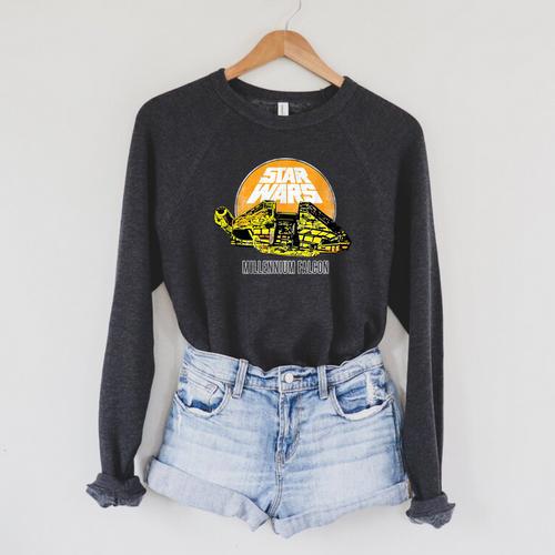Star Wars Millennium Falcon Comic Book Style T-Shirt Raglan Sleeve Sweatshirt - Bookorys DE