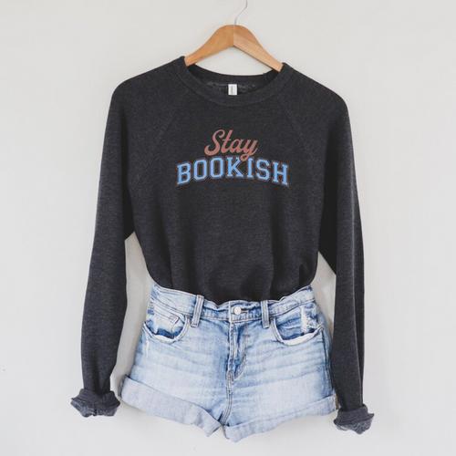 Stay Bookish Retro Varsity Librarian Book Reader Raglan Sleeve Sweatshirt - Bookorys