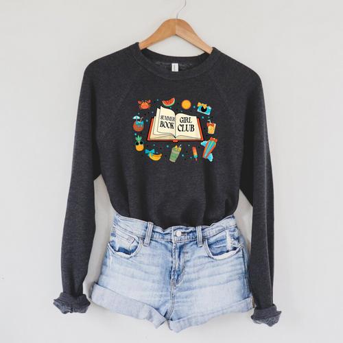 Summer Girl Book Club Beach Vacation For Book Lovers Raglan Sleeve Sweatshirt - Bookorys DE