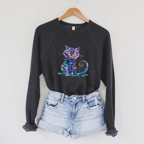 We'Re All Mad Here Cheshire Cat Alice Wonderland Book Boys Raglan Sleeve Sweatshirt - Bookorys AU