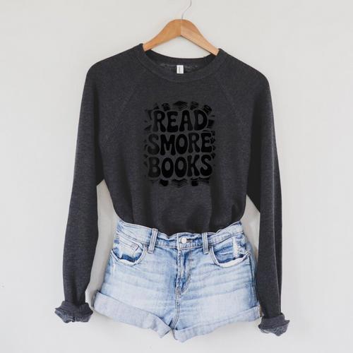Women's Read Smore Books Camping Reading Raglan Sleeve Sweatshirt - Bookorys