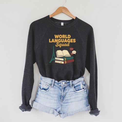 World Languages Squad Books Tower Performance Raglan Sleeve Sweatshirt - Bookorys DE
