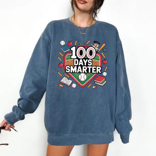 100 Day Baseball School Sports Kids Comfort Colors Sweatshirt - Sportilla