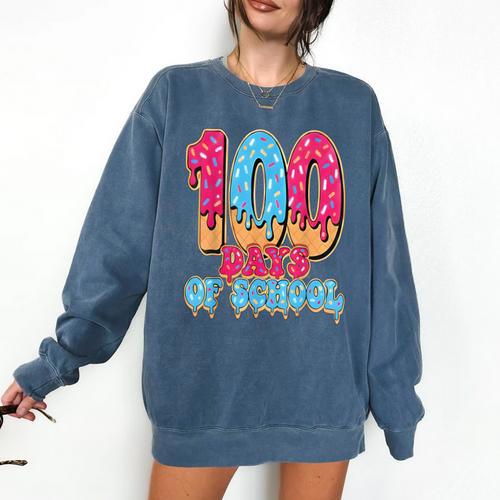 100 Days Of School Baseball Drip 100th Day Of School Comfort Colors Sweatshirt - Sportilla